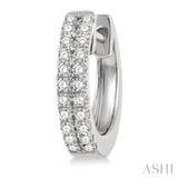 1/3 Ctw Twin Row Round Cut Diamond Petite Fashion Huggie Earrings in 14K White Gold