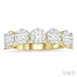 1 Ctw Jointed Circular Mount Lovebright Diamond Cluster Band in 14K Yellow and White Gold