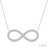 1 Ctw Round Cut Diamond Infinity Pendant With Chain in 14K White Gold