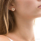 1/10 Ctw Heart Cutout Round Cut Diamond Petite Fashion Earrings in 10K Yellow Gold