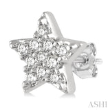 1/10 Ctw Star Round Cut Diamond Petite Fashion Earrings in 10K White Gold