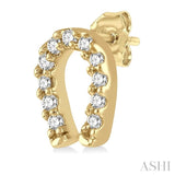 1/10 Ctw Horseshoe Charm Round Cut Diamond Petite Earrings in 10K Yellow Gold