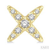 1/10 Ctw 'X' Shape Round Cut Diamond Petite Fashion Earrings in 10K Yellow Gold