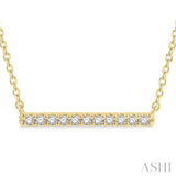 1/8 Ctw Bar Round Cut Diamond Petite Necklace in 10K Yellow Gold