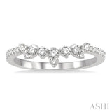 1/4 Ctw Alternating Marquise and Circular Mount Round Cut Diamond Curved Wedding Band in 14K White Gold