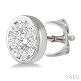 1/2 Ctw Lovebright Round Cut Diamond Bezel Stud Earrings in 14K White Gold