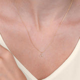 1/20 Ctw Initial 'P' Round Cut Diamond Pendant With Chain in 14K Yellow Gold