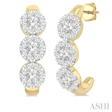 7/8 Ctw Lovebright Round Cut Diamond Half Hoop Earrings in 14K Yellow and White Gold