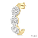 7/8 Ctw Lovebright Round Cut Diamond Half Hoop Earrings in 14K Yellow and White Gold