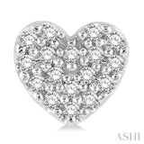 1/10 Ctw Heart Charm Round Cut Diamond Petite Fashion Earrings in 14K White Gold