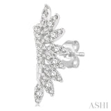 1/3 Ctw Arched Marquise Projection Round Cut Diamond Petite Fashion Earrings in 14K White Gold