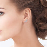 1/3 Ctw Arched Marquise Projection Round Cut Diamond Petite Fashion Earrings in 14K White Gold