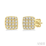 1/8 Ctw Cushion Shape Round Cut Diamond Petite Fashion Earrings in 14K Yellow Gold