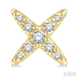1/10 Ctw 'X' Shape Round Cut Diamond Petite Fashion Earrings in 14K Yellow Gold
