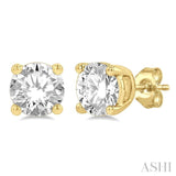 1 Ctw Round Cut Diamond Stud Earrings in 14K Yellow Gold