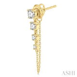 1 Ctw Journey Round Cut Diamond Fashion Long Chain Earring in 14K Yellow Gold