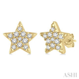 1/10 Ctw Star Round Cut Diamond Petite Fashion Earrings in 10K Yellow Gold