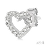1/10 Ctw Heart Cutout Round Cut Diamond Petite Fashion Earrings in 10K White Gold