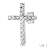 1/10 Ctw Cross Round Cut Diamond Petite Fashion Earrings in 14K White Gold