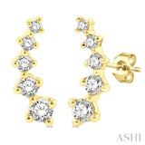 1/4 Ctw Round Cut Diamond Petite Fashion Climbers in 14K Yellow Gold