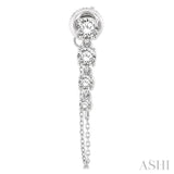 1 Ctw Journey Round Cut Diamond Fashion Long Chain Earring in 14K White Gold