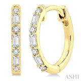 1/4 Ctw Petite Baguette and Round Cut Diamond Fashion Huggies in 10K Yellow Gold