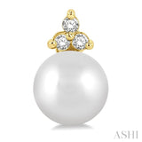 5.5 MM Round Shape Cultured Pearls and 1/20 Ctw Petite Round Cut Diamond Fashion Stud Earrings in 10K Yellow Gold