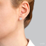 4 MM Round Shape Floral Cultured Pearls and 1/10 Ctw Round Cut Diamond Fashion Stud Earrings in 10K Yellow Gold