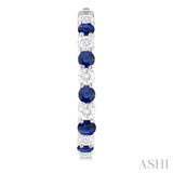 2.7 MM Round Cut Sapphire and 7/8 Ctw Round Cut Diamond Precious Hoop Earring in 14K White Gold