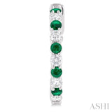 2.4 MM Round Shape Emerald and 5/8 Ctw Round Cut Diamond Precious Hoop Earrings in 14K White Gold