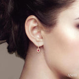 5x3 MM Oval Cut & 1.45 MM Round Cut Ruby and 1/3 Ctw Round Cut Diamond Precious Earrings in 14K Yellow Gold