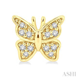 1/10 Ctw Petite Butterfly Round Cut Diamond Fashion Stud Earrings in 10K Yellow Gold