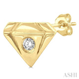 1/50 Ctw Petite Diamond Shape Round Cut Diamond Fashion Stud Earrings in 10K Yellow Gold