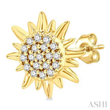 1/8 Ctw Petite Sun Round Cut Diamond Fashion Stud Earrings in 10K Yellow Gold