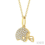 1/5 Ctw Petite Hockey Helmet Round Cut Diamond Fashion Pendant With Chain in 10K Yellow Gold