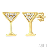 1/10 Ctw Petite Martini Glass Round Cut Diamond Fashion Stud Earrings in 10K Yellow Gold