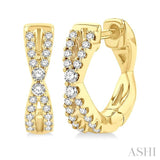 1/5 Ctw Petite Slim Criss-Cross Round Cut Diamond Fashion Huggies in 10K Yellow Gold