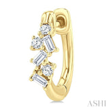 1/4 Ctw Petite Fusion Scatter Baguette and Round Cut Diamond Fashion Huggies in 14K Yellow Gold