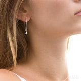 1/3 Ctw Oval Shape Dangler Lovebright Round Cut Diamond Earrings in 14K White Gold