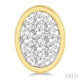 1/3 Ctw Oval Shape Lovebright Round Cut Diamond Bezel Stud Earrings in 14K Yellow and White Gold