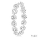 3 Ctw Circular Link Lovebright In-Out Round Cut Diamond Hoop Earrings in 14K White Gold