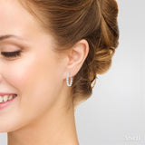 3 Ctw Circular Link Lovebright In-Out Round Cut Diamond Hoop Earrings in 14K White Gold
