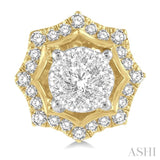 1/2 Ctw Star Lattice Lovebright Round Cut Diamond Earring in 14K White and Yellow Gold