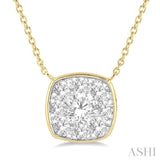 1/2 ctw Cushion Shape Lovebright Diamond Pendant With Chain in 14K Yellow & White Gold
