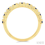 1.80 MM Round Shape Sapphire and 1/4 Ctw Round Cut Diamond Precious Stack Band in 10K Yellow Gold