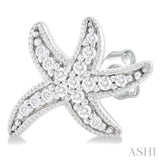 1/8 Ctw Petite Milgrain Starfish Round Cut Diamond Fashion Stud Earrings in 10K White Gold