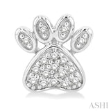 1/8 Ctw Petite Dog Paw Round Cut Diamond Fashion Stud Earrings in 10K White Gold