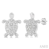 1/6 Ctw Petite Turtle Round Cut Diamond Fashion Stud Earring in 10K White Gold