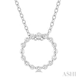 1/10 Ctw Circle Round Cut Diamond Pendant With Chain in Sterling Silver