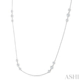 3/4 Ctw Three Stone Bezel Set Round Cut Diamond Station Necklace in 14K White Gold